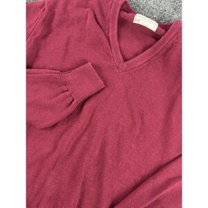 Lord Jeff V Neck Sweater Mens Large Red Cotton Made In USA Vintage